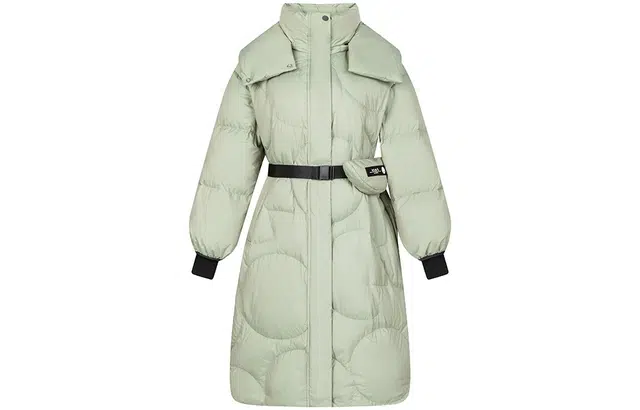 艾莱依 纯色可拆卸腰包双门襟长款羽绒服 女款