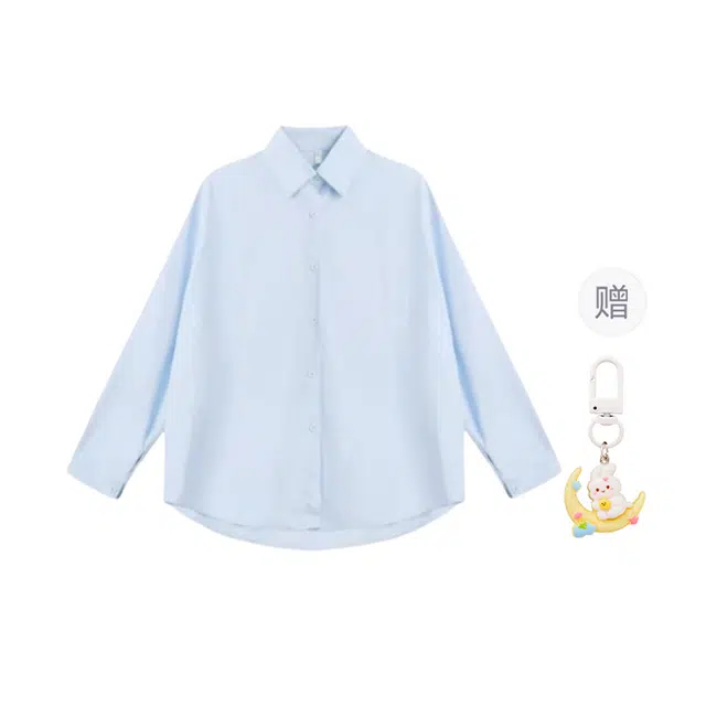 柏黛妃 设计感小众美式正肩防晒长袖衬衫 女款 蓝色