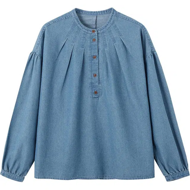 【dme】 宽松通勤纯色长袖衬衫 女款 牛仔蓝