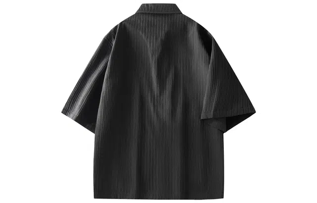 大卫贝肯 经典纯色拉链开衫简约轻商务薄款透气宽松休闲百搭日常时尚通勤翻领韩版短袖衬衫 男女同款