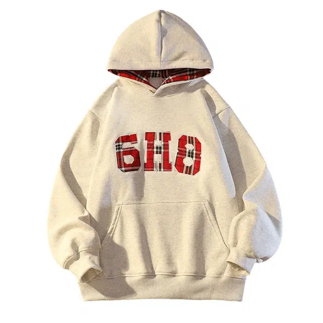 涂诗菲 美式加绒加厚宽松设计感刺绣连帽保暖长袖卫衣 女款