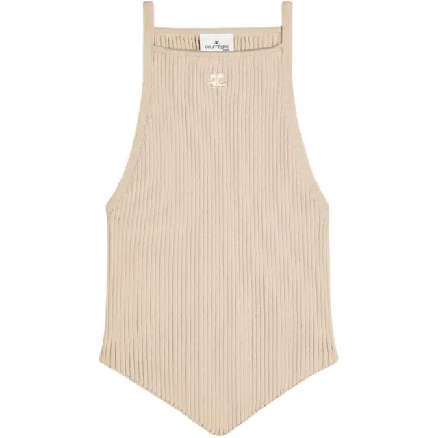 COURREGES POINTY RIB KNIT TANK TOP Cappuccino