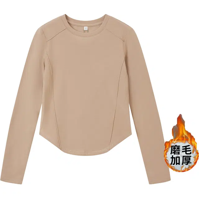 御茶家 韩系基础款插肩长袖加厚磨毛修身针织打底衫 女款 白色