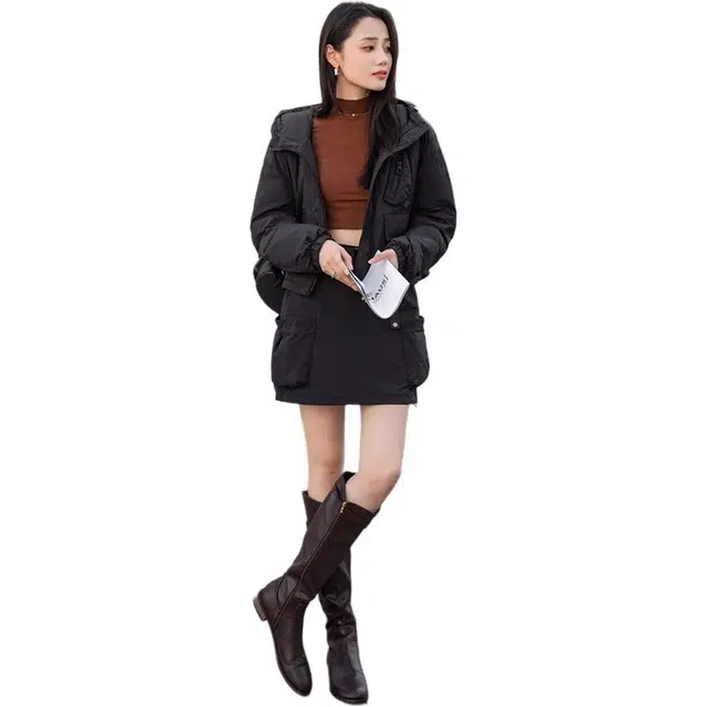 鸭鸭 纯色拉链长袖羽绒服 女款