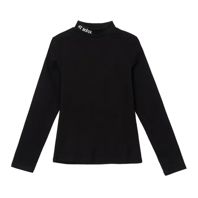 法文箱子 字母印花简约长袖针织衫 女款 黑色