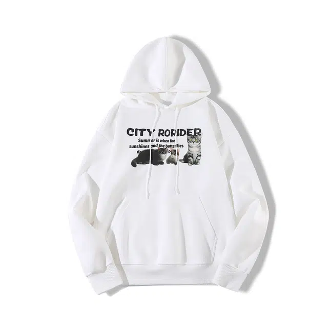 麓蔓蒂 美式复古字母趣味动物小猫咪圆领春秋款宽松重磅潮流卫衣 男女同款