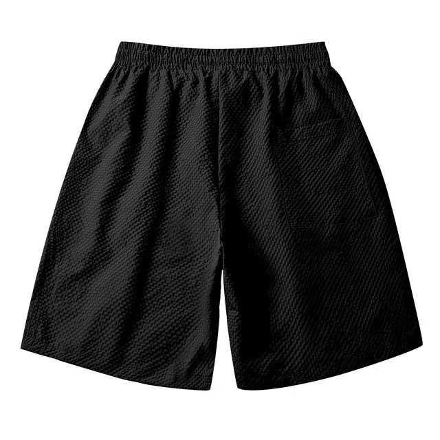 纳趣 运动宽松时尚泡泡格透气速干五分休闲短裤 男女同款