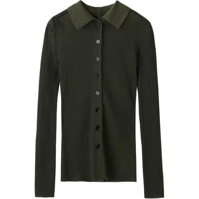 RECTO FW24 BOTH SIDES OPENING FITTED SHEER KNIT TOP KHAKI