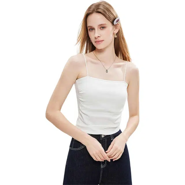 爱依服 简约纯色带胸垫设计修身百搭吊带 女款