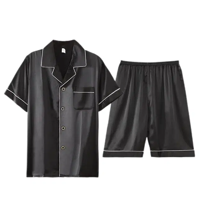 潞优野 休闲舒适简约短袖家居服睡衣套装 男款