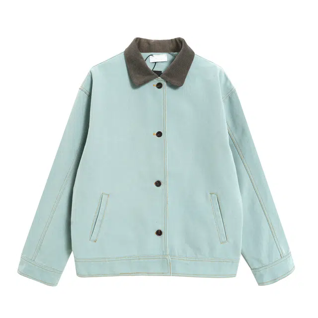 识恩 美式复古潮流翻领长袖外套精选单品中性风情侣款 舒适百搭夹克 男女同款