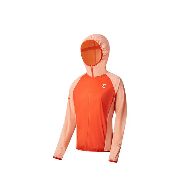 马孔多 美式复古高街舒适时尚拼接拼色透气户外运动宽松休闲百搭速干长袖连帽夹克外套 女款 桃子果冻