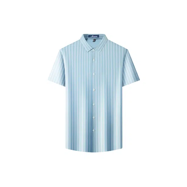 富铤 高弹不束缚透气速干抗皱免烫翻领商务通勤短袖衬衫 男款