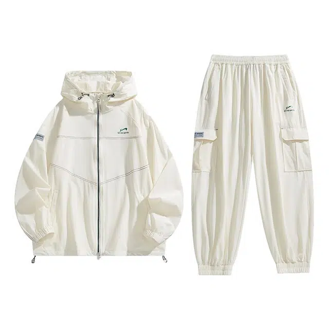 贵人鸟 太阳盾系列  纯色简约宽松外套百搭工装长裤休闲运动套装 男女同款