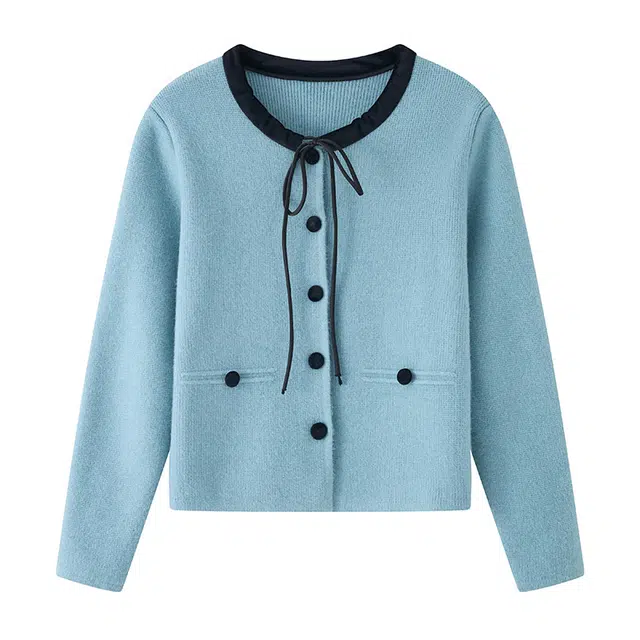 曲韩 衬衫外套春季休闲时尚百搭显瘦针织衫 女款