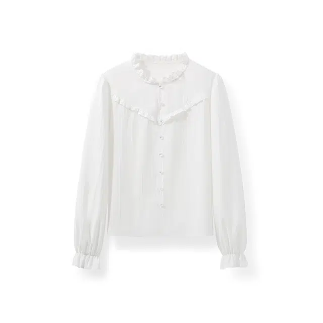 潞优野 韩系通勤长袖内搭洋气减龄衬衫 女款 白色