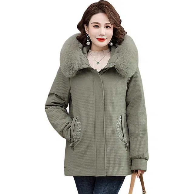 雅鹿 连帽御寒保暖袋位绣花中式盘扣时尚休闲羽绒服 女款