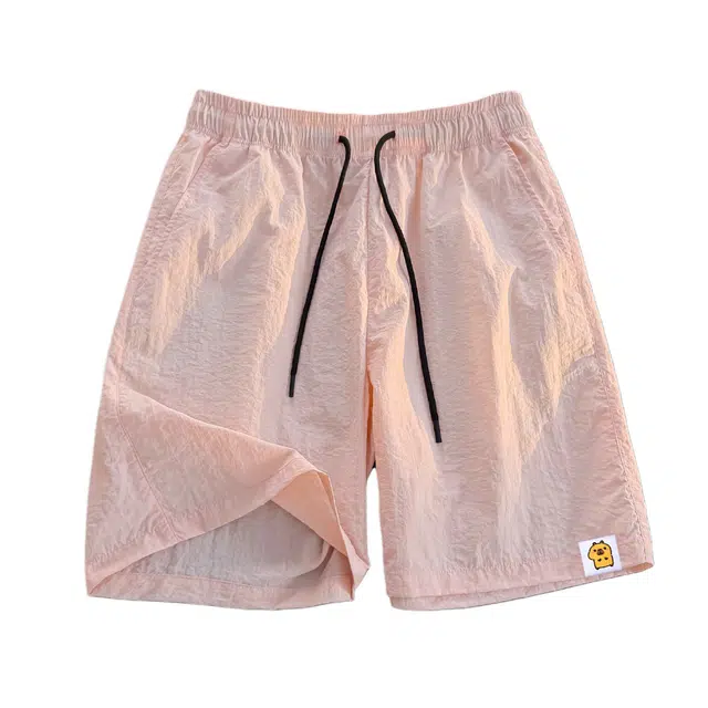 卡皮巴拉小黄豚 美式多巴胺色系基础款纯色凉感尼龙沙滩裤简约肌理感轻薄速干宽松舒适百搭运动篮球裤冰丝防晒五分休闲短裤 男女同款