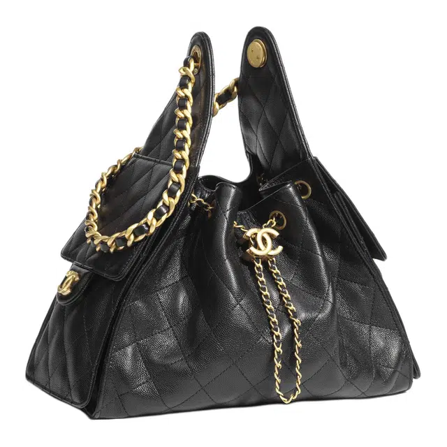 CHANEL 25P Classic Logo Shoulder Bag Small Black