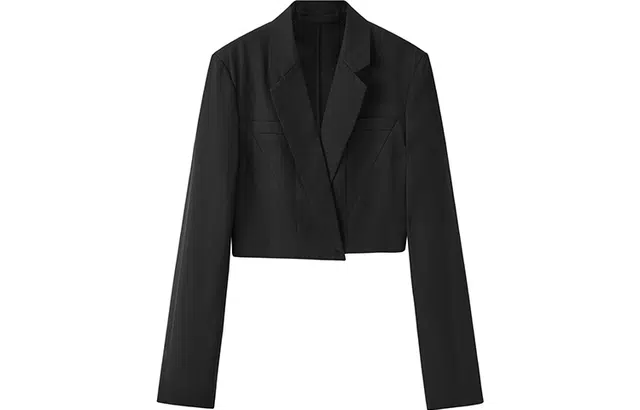 太平鸟 纯色高级短款西装 女款 黑色