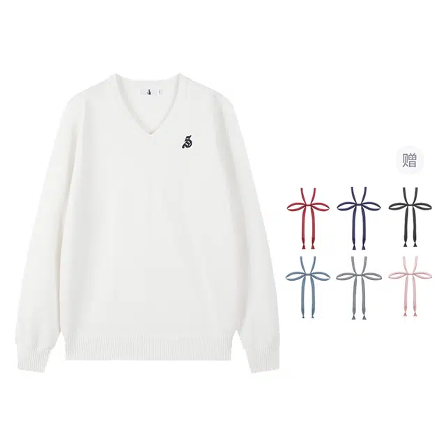 冰淇淋与鲸 舒适休闲百搭宽松套头长袖针织衫 女款 白色