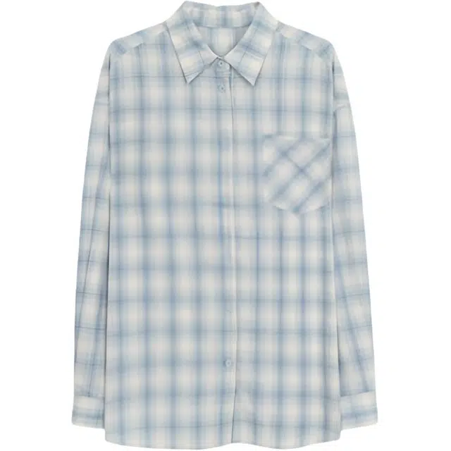 沐晓欣 防晒外套女宽松开衫外搭气质薄款衬衣长袖衬衫 女款 蓝色