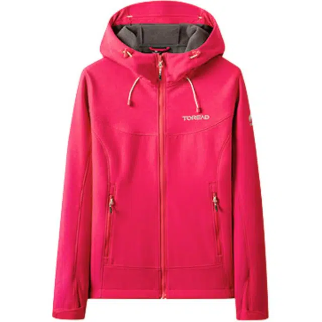 探路者 纯色简约百搭舒适夹克外套 女款 胭脂红