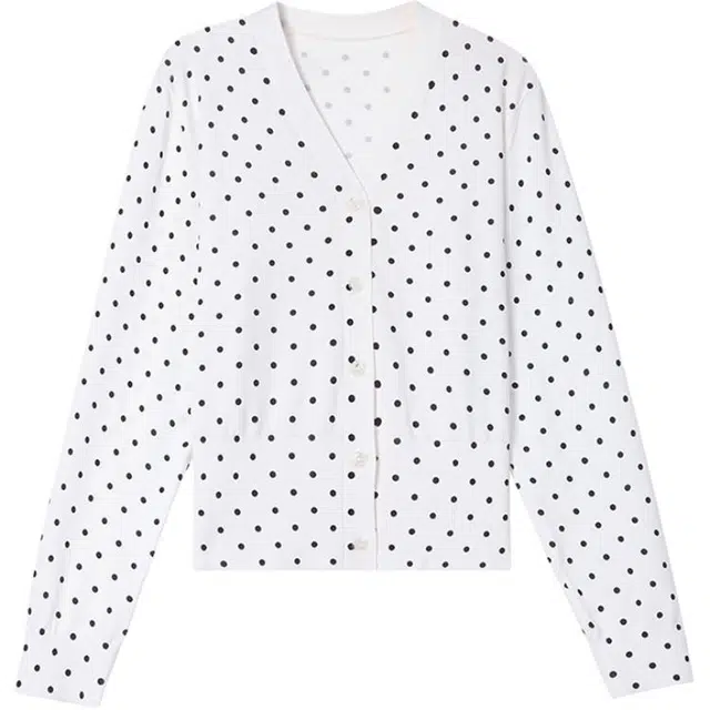 曲韩 开衫波点常规长袖针织衫 女款