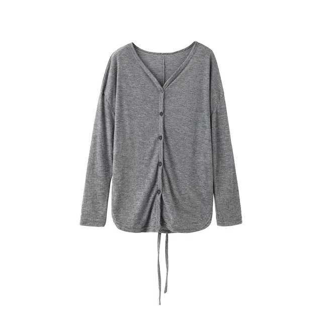 花栗鼠小姐 甜美慵懒风薄款披肩开衫罩衫宽松防晒针织衫 女款 灰色
