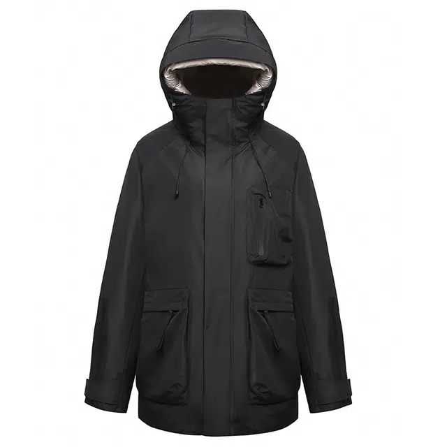 鸭鸭 可拆卸内胆三合一三防连帽纯色长袖羽绒服 女款