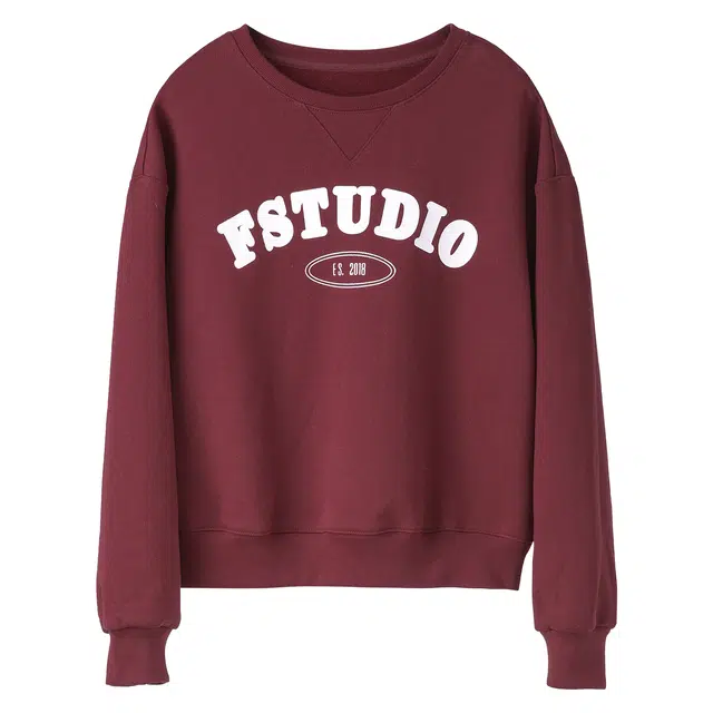 法儿家 小红莓韩系小个子圆领氛围感上衣卫衣 女款 圣诞红