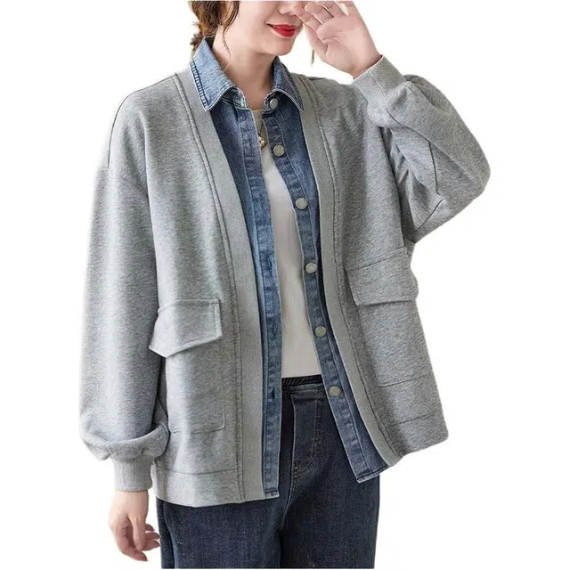 雅鹿 拼接棒球服短外套减龄宽松显瘦夹克 女款