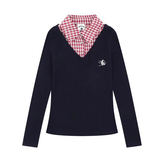 俞兆林 韩系复古撞色假两件格子时尚修身针织衫 男女同款