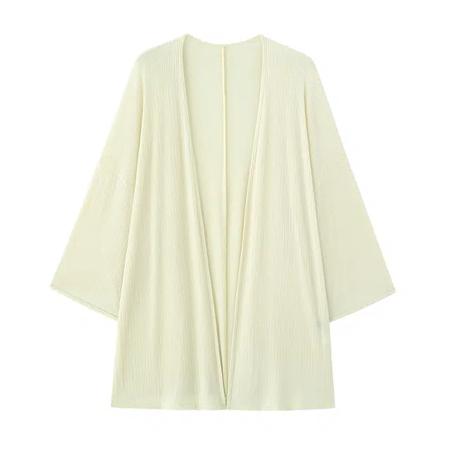 周淼 通勤简约纯色圆领中长款长袖针织衫 女款