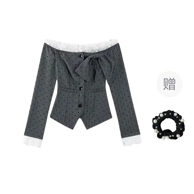 雾闪闪 学院风纯色一字领修身收腰型长袖衬衫 女款 灰色