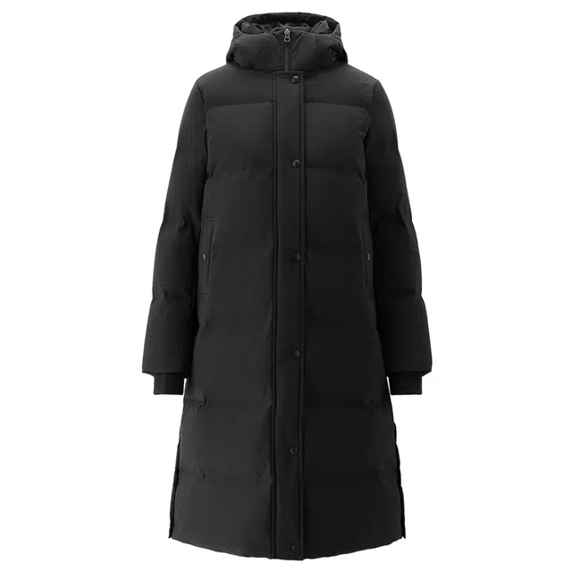 佐丹奴 纯色可卸帽侧开叉梭织长款控温蓄热羽绒服 女款