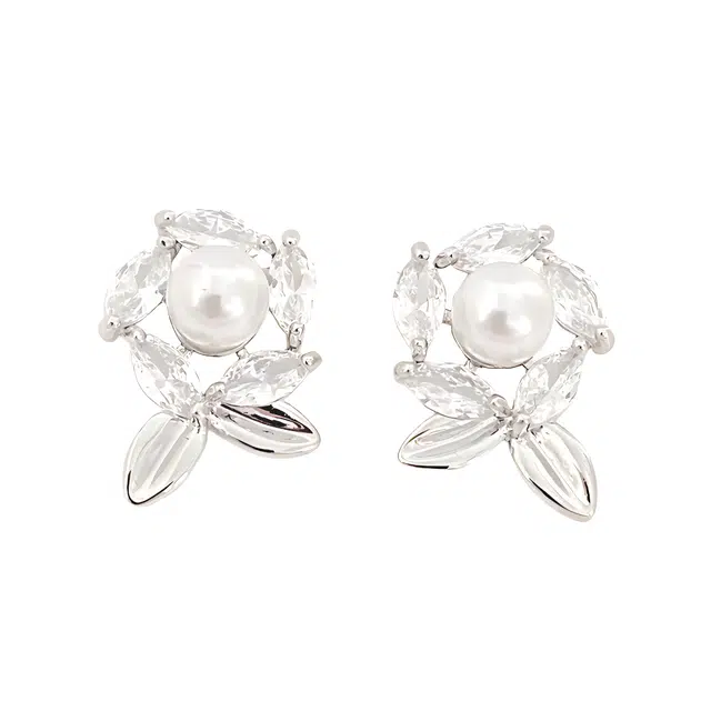 前方大荒野 幻彩珍珠镶钻耳饰璀璨闪亮甜美温柔优雅迷人轻奢高级感简约时尚小众设计日常通勤百搭精致小巧 锆石 耳钉 女款