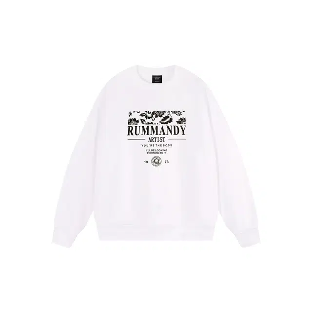 麓蔓蒂 美式复古街头重磅字母印花休闲宽松百搭圆领长袖上衣卫衣 男女同款