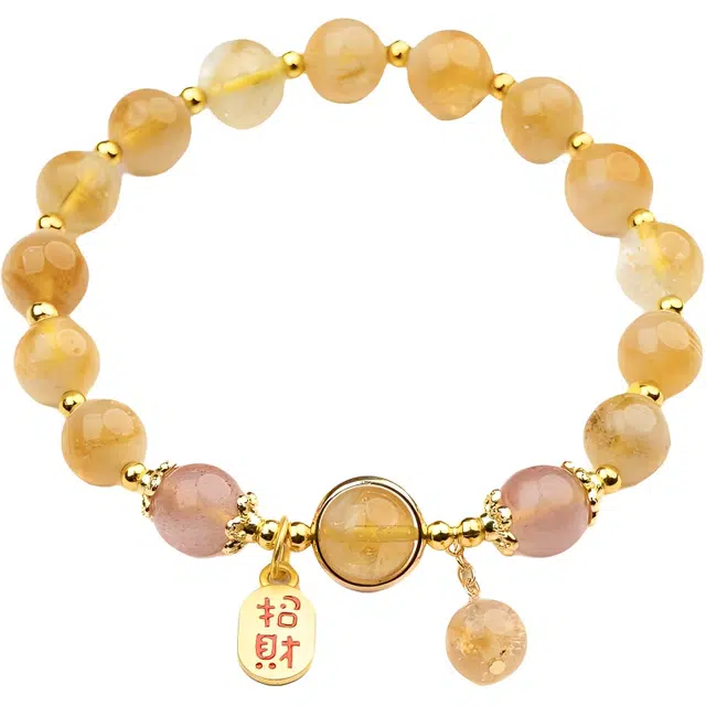 仙源 时来运转叠戴轻奢精致气质百搭高级感#好运黄塔晶 黄水晶 手串 男女同款情侣款