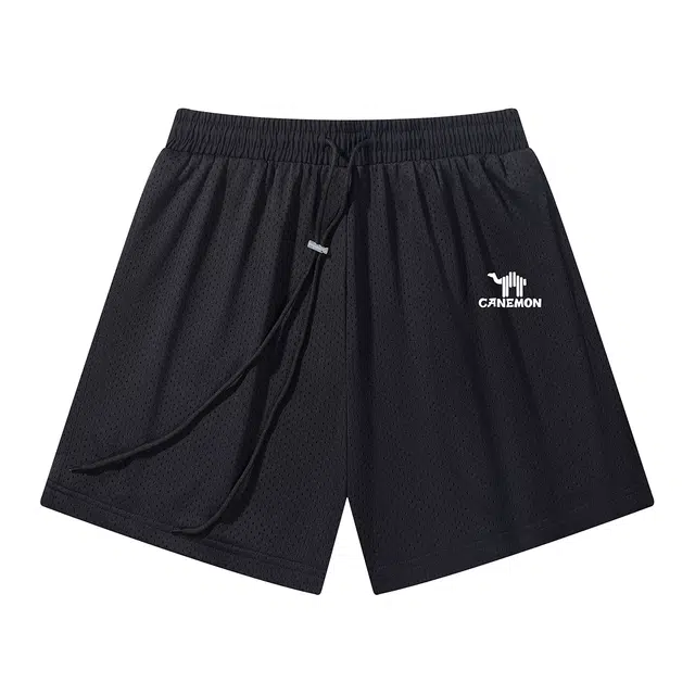 领航骆驼 舒适速干中腰宽松网眼透气百搭轻便舒适设计感休闲短裤 男女同款 黑