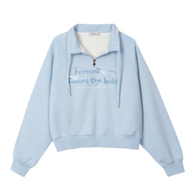 法文箱子 舒适休闲简约卫衣 女款 浅蓝