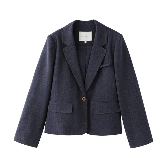 花栗鼠小姐 南韩欧尼 高级洋气气质通勤风一粒扣宽松短款夹克外套 女款