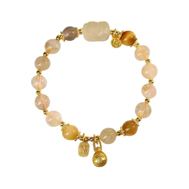 陌阡雪 【招财进宝】新中式招财貔貅 转运珠 财源广进 好运连连 手饰#好运天然 黄水晶 手串 男女同款情侣款