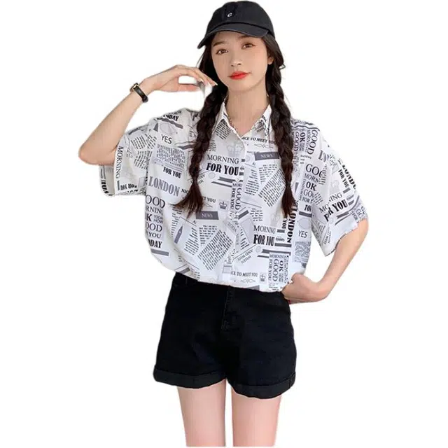 缪斯的诱惑 短袖雪纺设计感小众宽松情侣装衬衣别致上衣衬衫 女款 白色