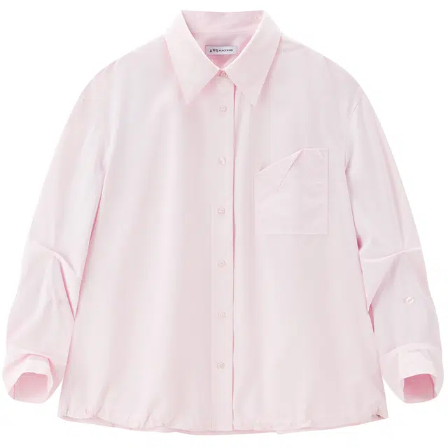 太平鸟 廓形简洁翻领防晒长袖衬衫 女款 粉色