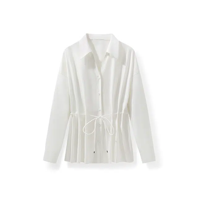 潞优野 职场通勤韩系减龄洋气设计感开衫长袖衬衫 女款 白色