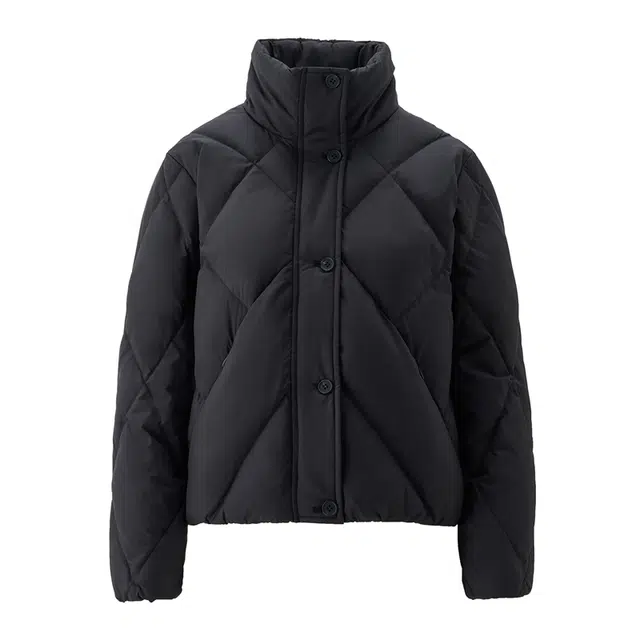 佐丹奴 小香风菱形花纹三防蓄热立领羽绒服 女款