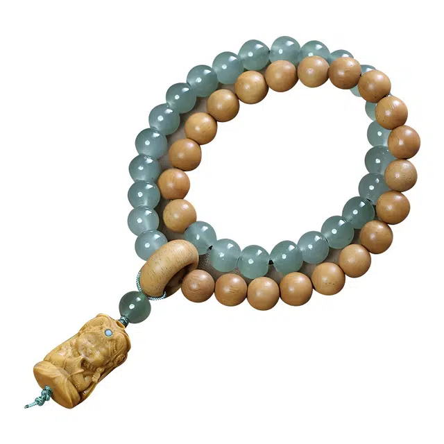 澜耀 好运双圈新中式 文玩小众设计款 檀木 手串 男女同款情侣款