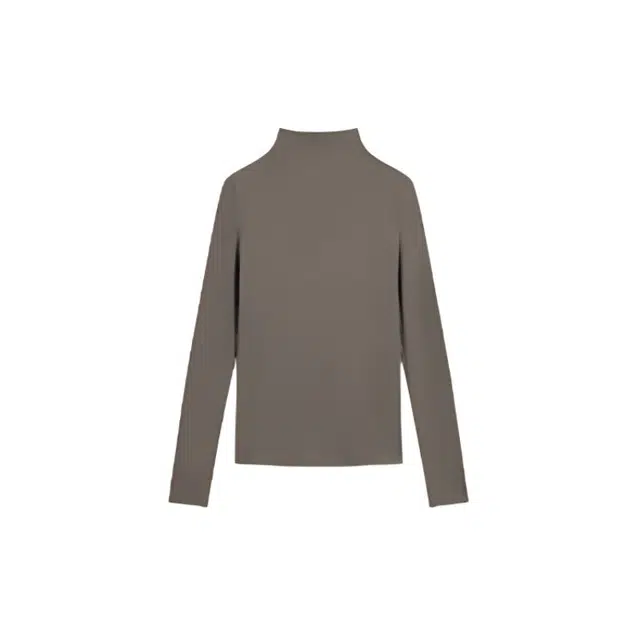 对白 纯色半高圆领套头修身长袖针织衫 女款 复古茶棕