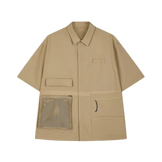 速写 美式复古百搭舒适时尚时髦设计简约户外短袖衬衫 男款